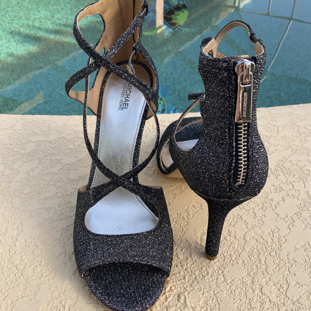 NEW Michael Kors Chantelle Black Silver 10